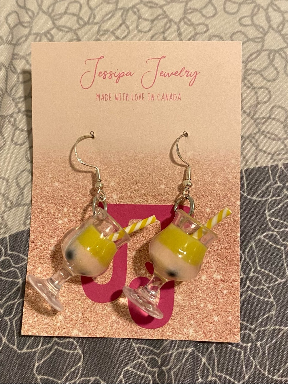 Yellow Bubble Tea Dangle Earrings